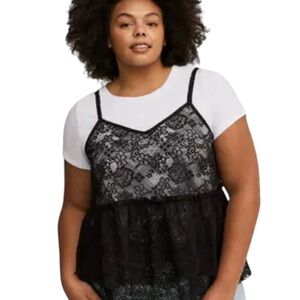 Torrid Peplum Ruffle Cami 2 fer Cami and T-Shirt Set